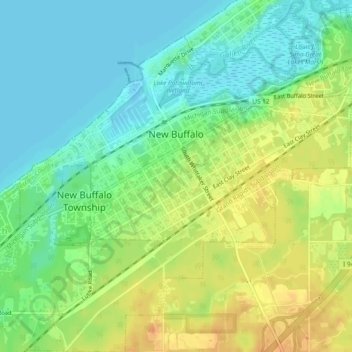 New Buffalo topographic map, elevation, terrain