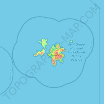 Kent Group National Park topographic map, elevation, terrain