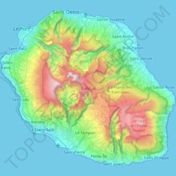 Riunione topographic map, elevation, terrain