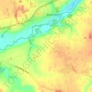 Syleham topographic map, elevation, terrain