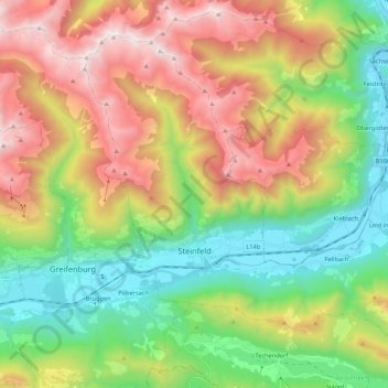 Steinfeld im Drautal topographic map, elevation, terrain