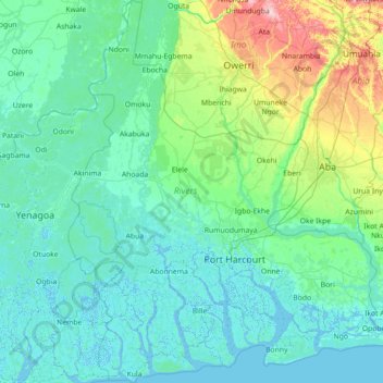 Rivers State topographic map, elevation, terrain