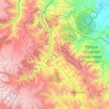 Huancabamba topographic map, elevation, terrain