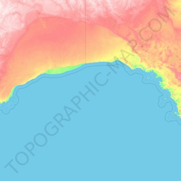 Great Australian Bight topographic map, elevation, terrain