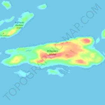 Prisoners Island topographic map, elevation, terrain