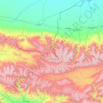 Панфиловский район topographic map, elevation, terrain