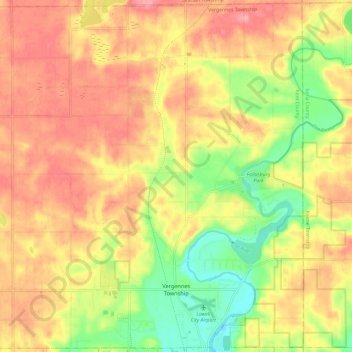 Vergennes Township topographic map, elevation, terrain