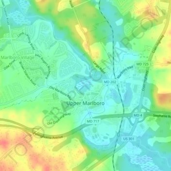 Upper Marlboro topographic map, elevation, terrain