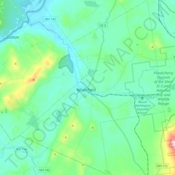 Whitefield topographic map, elevation, terrain