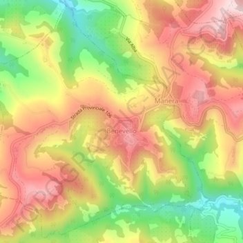 Benevello topographic map, elevation, terrain