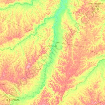 Porto Acre topographic map, elevation, terrain