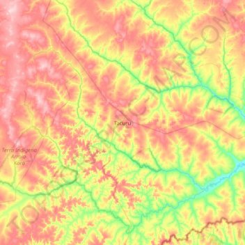 Tacuru topographic map, elevation, terrain