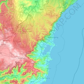 Illawarra topographic map, elevation, terrain
