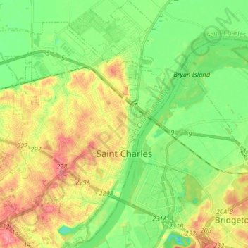 Saint Charles topographic map, elevation, terrain