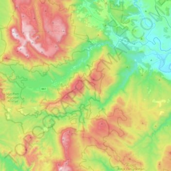 Styx River topographic map, elevation, terrain