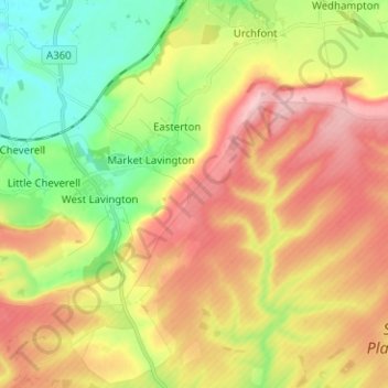 Market Lavington topographic map, elevation, terrain