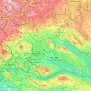 Landkreis Konstanz topographic map, elevation, terrain