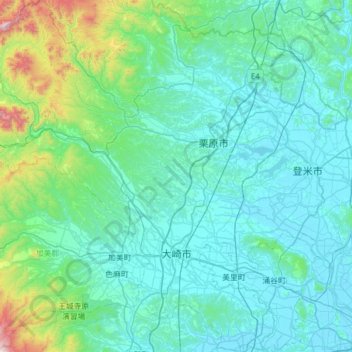 Osaki topographic map, elevation, terrain