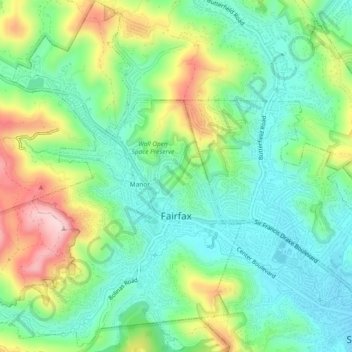 Fairfax topographic map, elevation, terrain