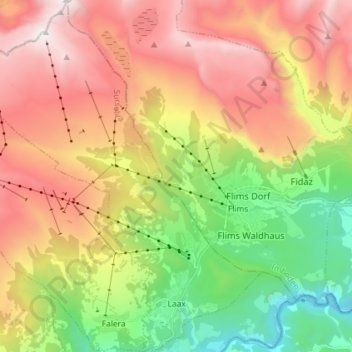 Laax topographic map, elevation, terrain