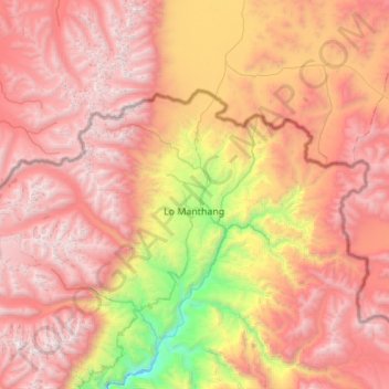 लोमान्थाङ topographic map, elevation, terrain