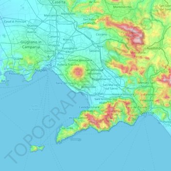 Napoli topographic map, elevation, terrain