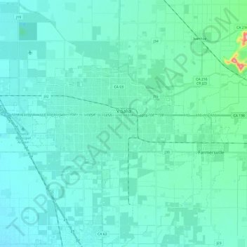 Visalia topographic map, elevation, terrain