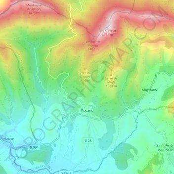Rosans topographic map, elevation, terrain