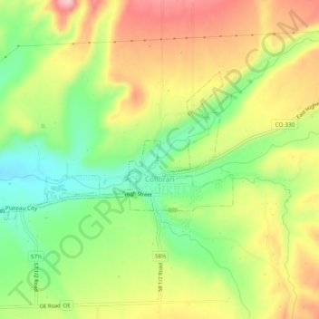 Collbran topographic map, elevation, terrain