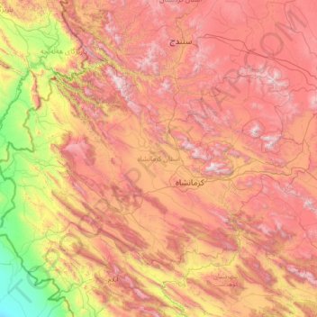 Kermanshah Province topographic map, elevation, terrain