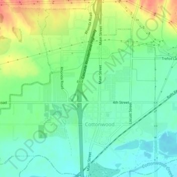 Cottonwood topographic map, elevation, terrain