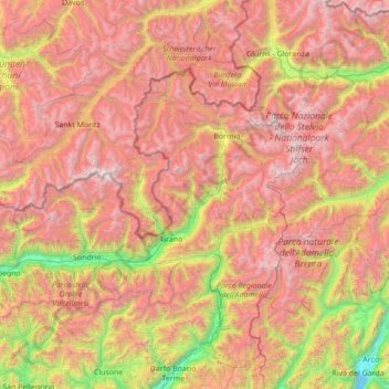 Sondrio topographic map, elevation, terrain