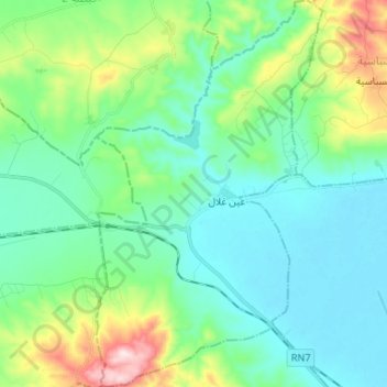 Ain Ghilel topographic map, elevation, terrain