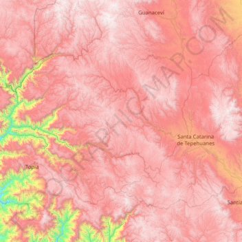Tepehuanes topographic map, elevation, terrain