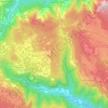 Lavarone topographic map, elevation, terrain