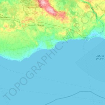 Skurups kommun topographic map, elevation, terrain