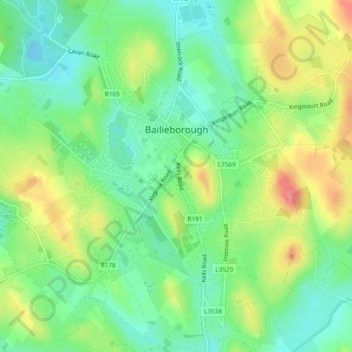 Bailieborough topographic map, elevation, terrain