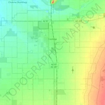 Coolidge topographic map, elevation, terrain