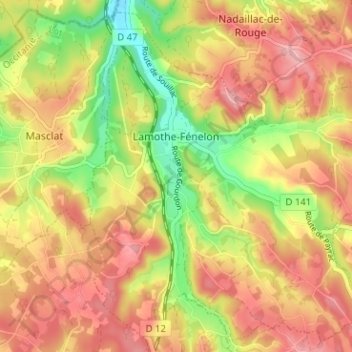 Lamothe-Fénelon topographic map, elevation, terrain