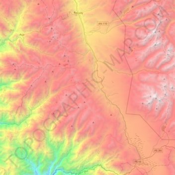 Cátac topographic map, elevation, terrain