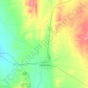 Jamestown topographic map, elevation, terrain