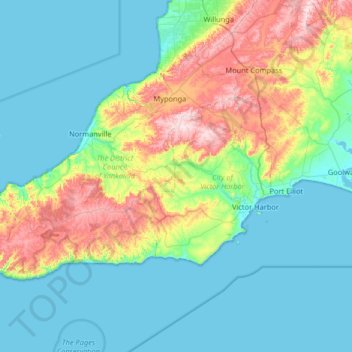 Fleurieu Peninsula topographic map, elevation, terrain