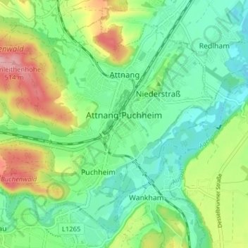Attnang-Puchheim topographic map, elevation, terrain