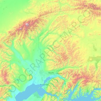 Matanuska-Susitna topographic map, elevation, terrain
