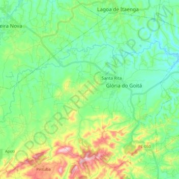 Glória do Goitá topographic map, elevation, terrain