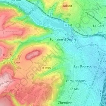 Dijon (canton de Dijon-6) topographic map, elevation, terrain