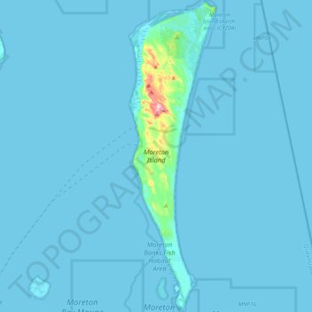 Moreton Island topographic map, elevation, terrain