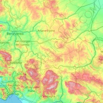 Avellino topographic map, elevation, terrain