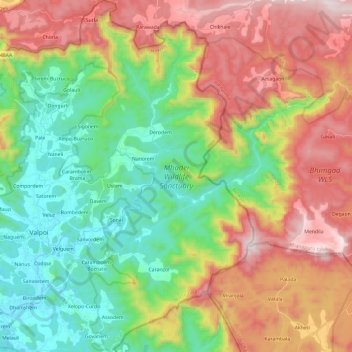 Mhadei Wildlife Sanctuary topographic map, elevation, terrain