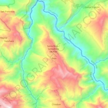 Pion topographic map, elevation, terrain
